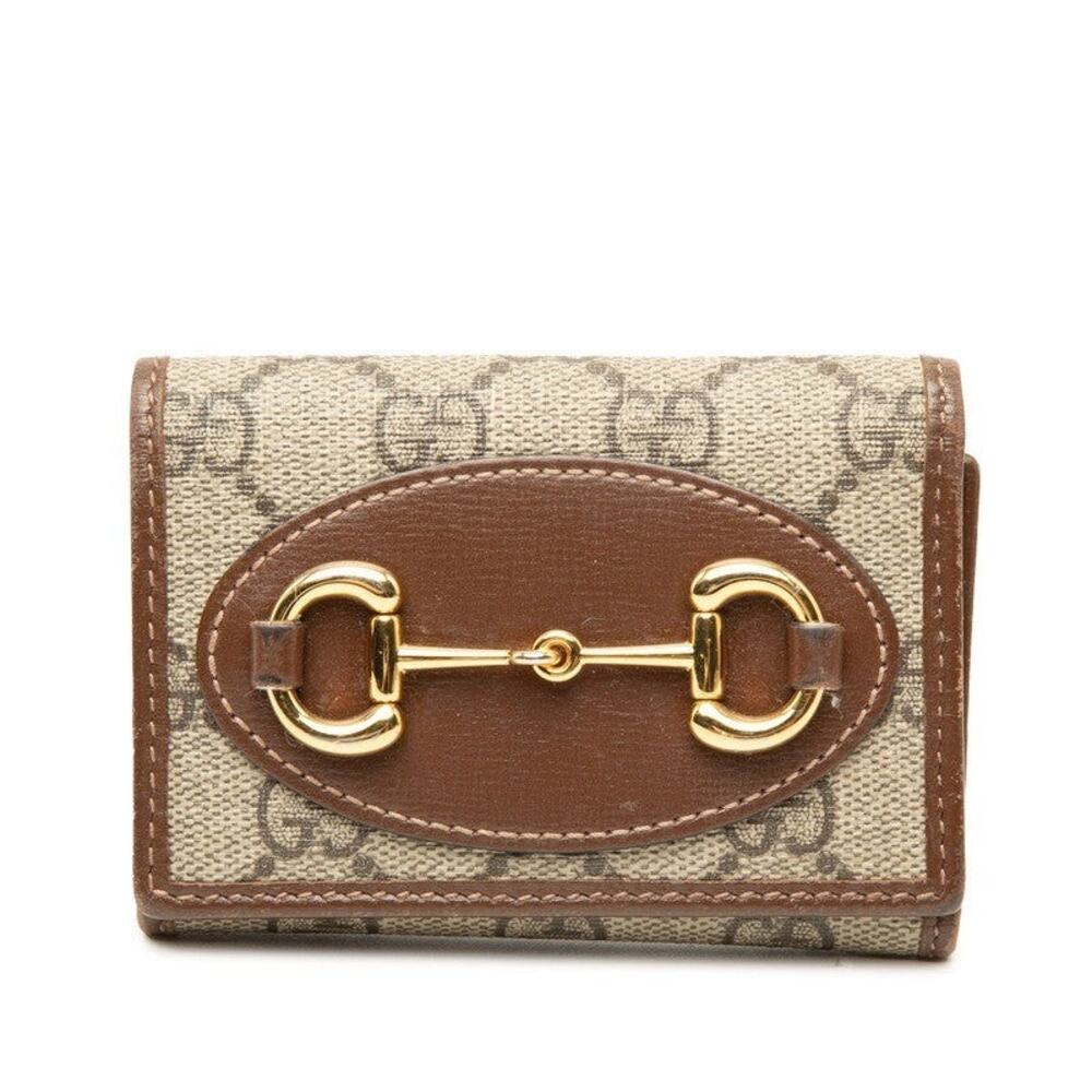 Gucci GG Supreme Horsebit Trifold Wallet Beige